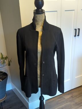 J. Crew Black Knit Button-Front Blazer